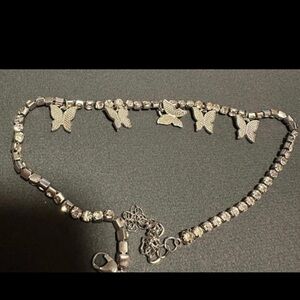 Silver Butterfly necklace Crystal Accents
